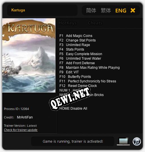 Трейнер для Kartuga [v1.0.2]