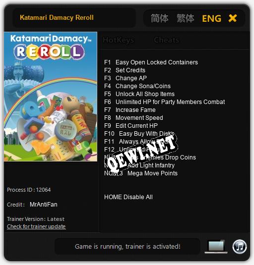Трейнер для Katamari Damacy Reroll [v1.0.8]
