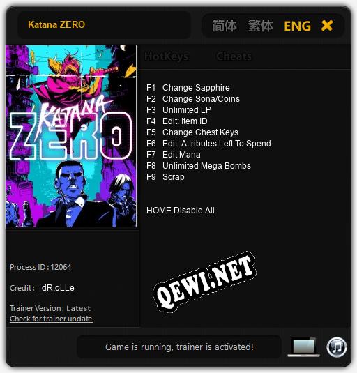 Katana ZERO: Читы, Трейнер +9 [dR.oLLe]