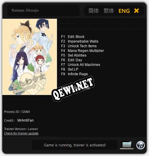Katawa Shoujo: Читы, Трейнер +9 [MrAntiFan]