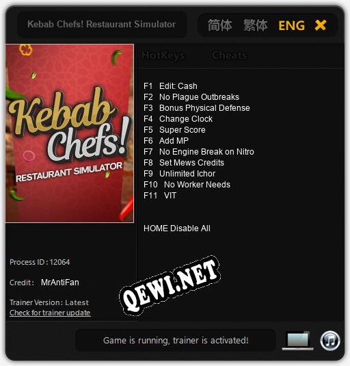 Kebab Chefs! Restaurant Simulator: Трейнер +11 [v1.4]