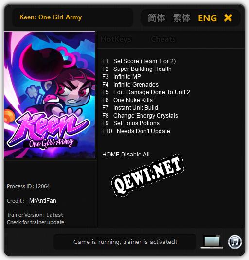 Keen: One Girl Army: Читы, Трейнер +10 [MrAntiFan]