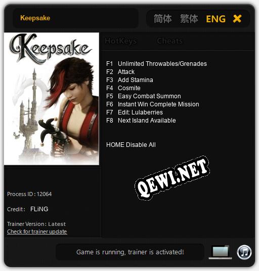 Keepsake: Трейнер +8 [v1.5]