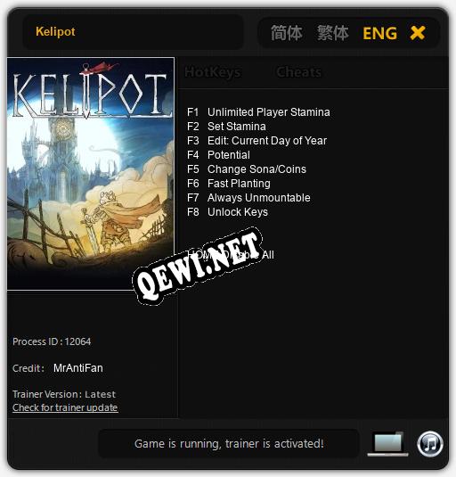 Kelipot: ТРЕЙНЕР И ЧИТЫ (V1.0.83)