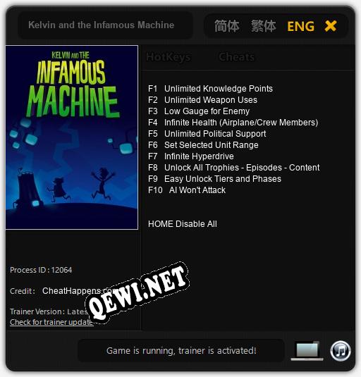 Kelvin and the Infamous Machine: Трейнер +10 [v1.5]