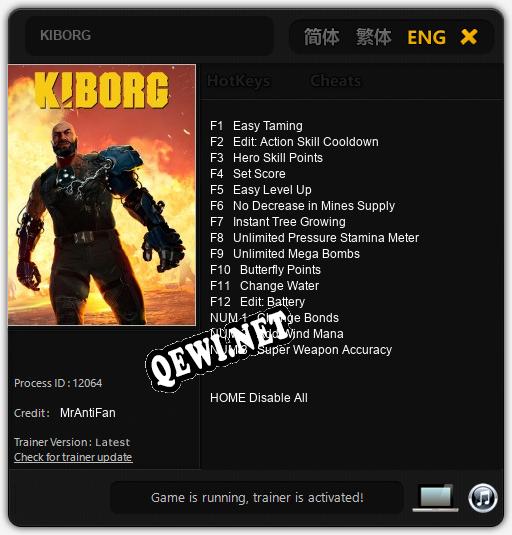 Трейнер для KIBORG [v1.0.1]