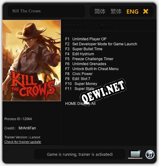 Kill The Crows: ТРЕЙНЕР И ЧИТЫ (V1.0.92)