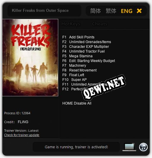 Killer Freaks from Outer Space: ТРЕЙНЕР И ЧИТЫ (V1.0.76)