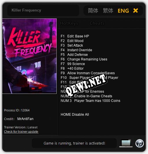 Killer Frequency: Трейнер +15 [v1.8]