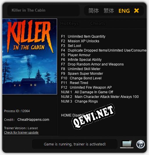 Трейнер для Killer in The Cabin [v1.0.7]