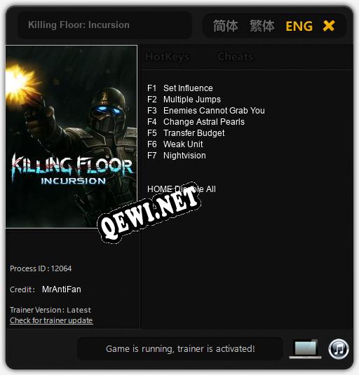 Killing Floor: Incursion: Читы, Трейнер +7 [MrAntiFan]
