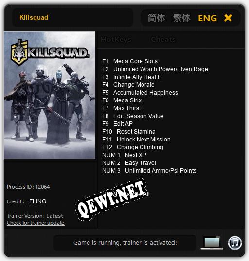 Трейнер для Killsquad [v1.0.8]