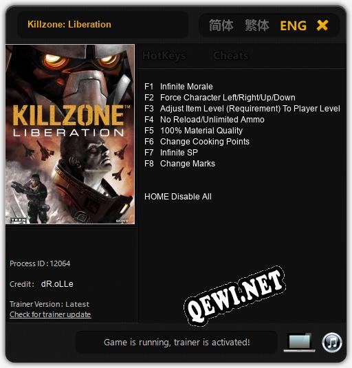 Killzone: Liberation: Трейнер +8 [v1.6]