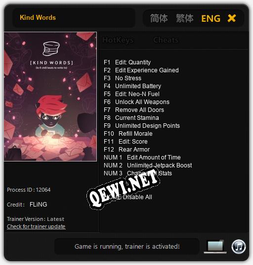 Kind Words: Трейнер +15 [v1.2]