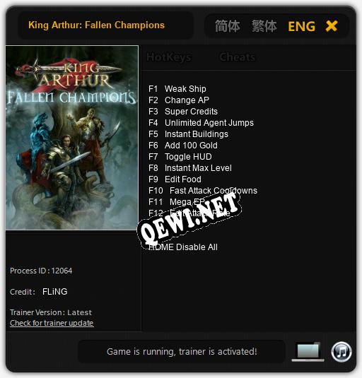 King Arthur: Fallen Champions: Трейнер +12 [v1.5]