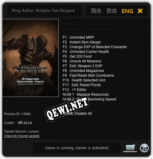 Трейнер для King Arthur: Knights Tale Brigands Skirmish [v1.0.9]