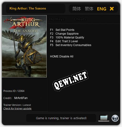 Трейнер для King Arthur: The Saxons [v1.0.4]