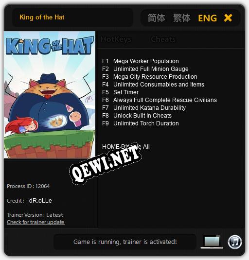 Трейнер для King of the Hat [v1.0.6]