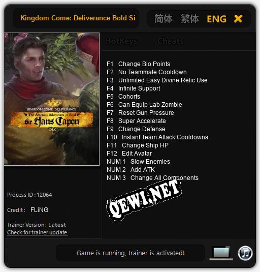Kingdom Come: Deliverance Bold Sir Hans Capon: Читы, Трейнер +15 [FLiNG]