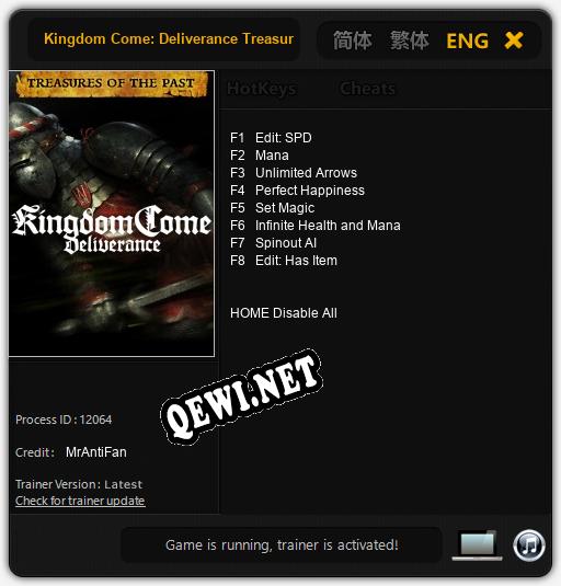 Kingdom Come: Deliverance Treasures of the Past: ТРЕЙНЕР И ЧИТЫ (V1.0.37)