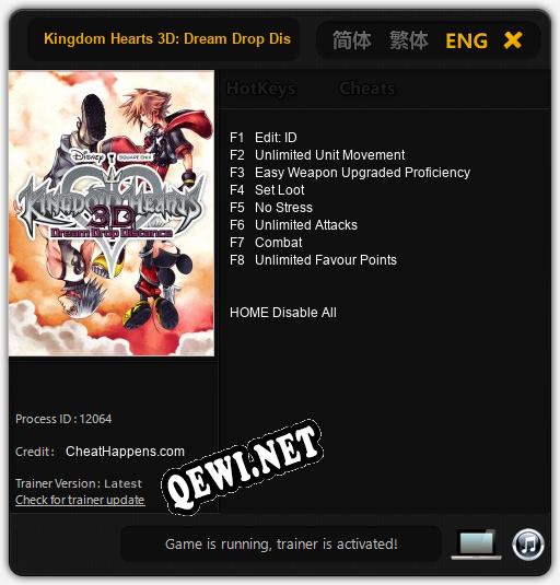 Kingdom Hearts 3D: Dream Drop Distance: ТРЕЙНЕР И ЧИТЫ (V1.0.56)