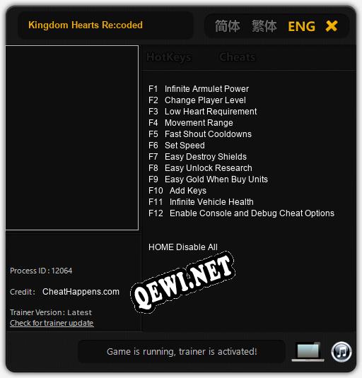 Kingdom Hearts Re:coded: ТРЕЙНЕР И ЧИТЫ (V1.0.3)