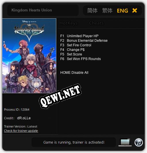 Трейнер для Kingdom Hearts Union [v1.0.8]