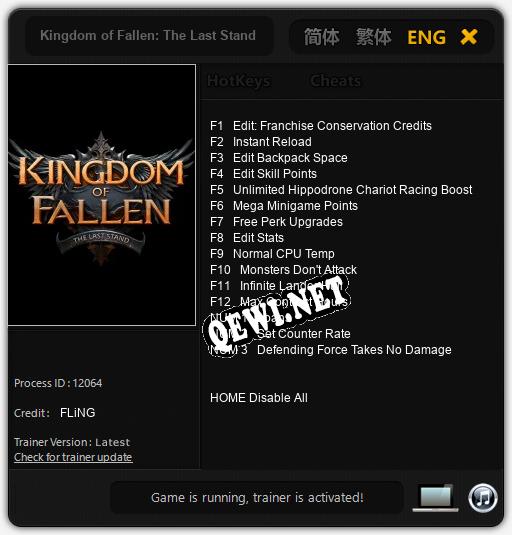Kingdom of Fallen: The Last Stand: Трейнер +15 [v1.4]