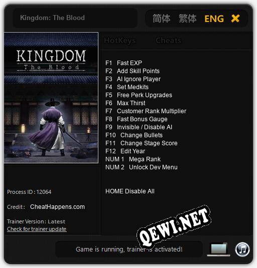 Kingdom: The Blood: Читы, Трейнер +14 [CheatHappens.com]