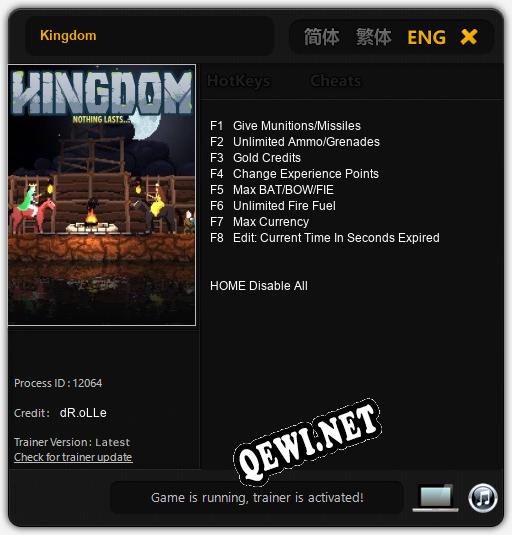 Kingdom: Трейнер +8 [v1.7]