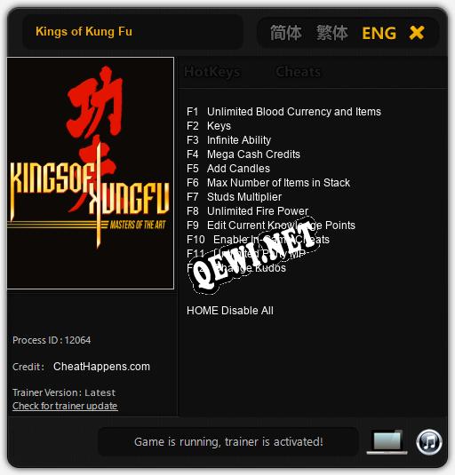 Kings of Kung Fu: ТРЕЙНЕР И ЧИТЫ (V1.0.38)