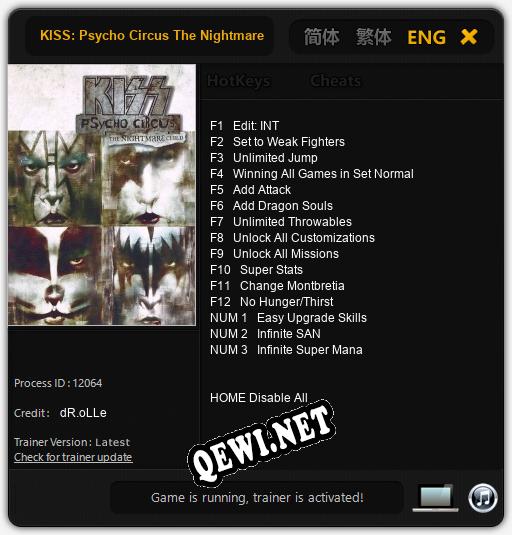 KISS: Psycho Circus The Nightmare Child: Трейнер +15 [v1.6]