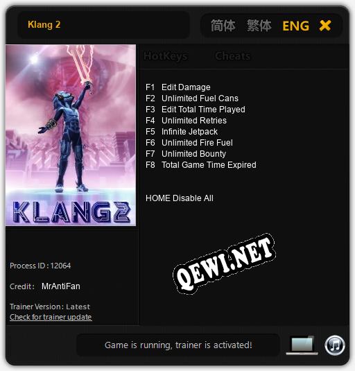 Klang 2: Читы, Трейнер +8 [MrAntiFan]