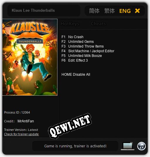 Трейнер для Klaus Lee Thunderballs [v1.0.2]