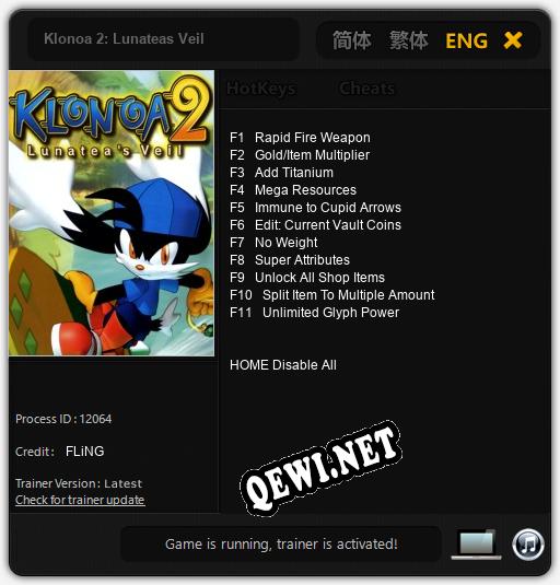 Klonoa 2: Lunateas Veil: Читы, Трейнер +11 [FLiNG]