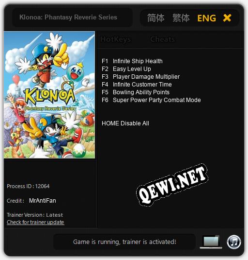 Трейнер для Klonoa: Phantasy Reverie Series [v1.0.9]