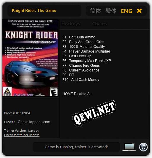 Трейнер для Knight Rider: The Game [v1.0.3]