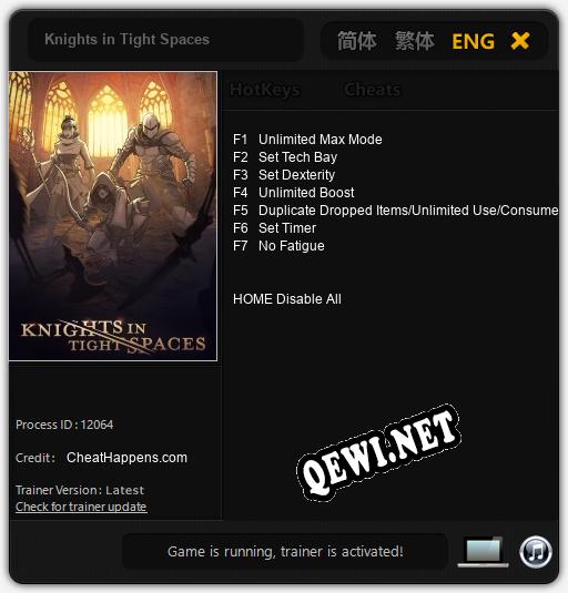 Knights in Tight Spaces: ТРЕЙНЕР И ЧИТЫ (V1.0.30)