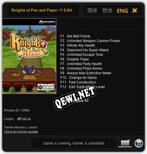 Knights of Pen and Paper +1 Edition: ТРЕЙНЕР И ЧИТЫ (V1.0.15)