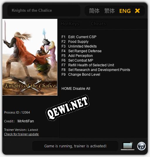 Knights of the Chalice: Трейнер +9 [v1.3]