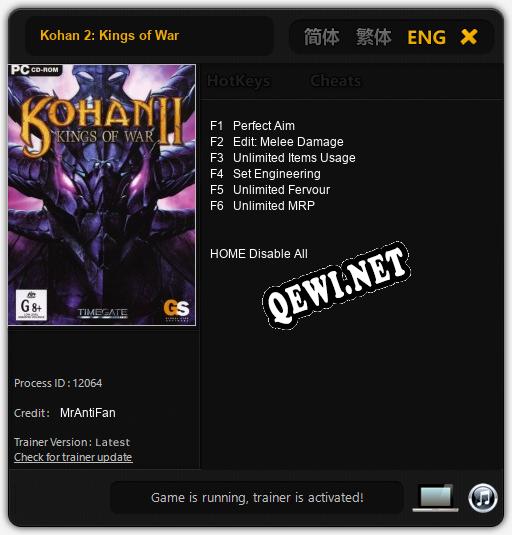 Kohan 2: Kings of War: Читы, Трейнер +6 [MrAntiFan]