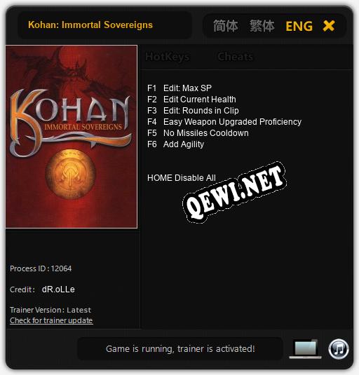 Kohan: Immortal Sovereigns: Трейнер +6 [v1.3]