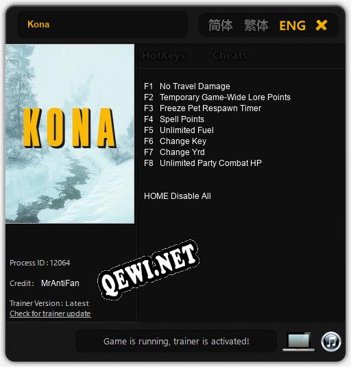 Kona: ТРЕЙНЕР И ЧИТЫ (V1.0.61)