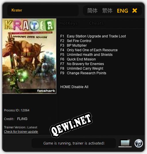 Трейнер для Krater [v1.0.5]