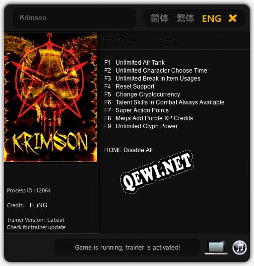 Krimson: ТРЕЙНЕР И ЧИТЫ (V1.0.91)
