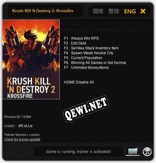 Krush Kill N Destroy 2: Krossfire: Читы, Трейнер +7 [dR.oLLe]