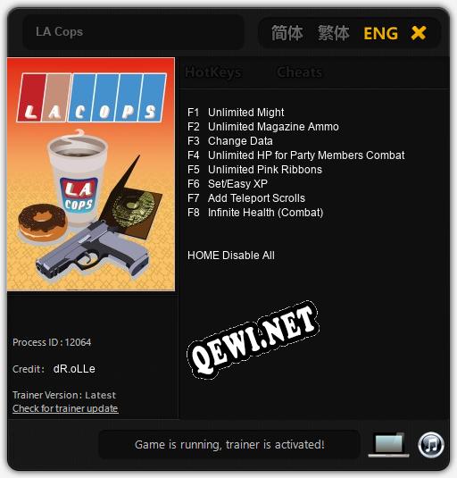 LA Cops: Трейнер +8 [v1.1]