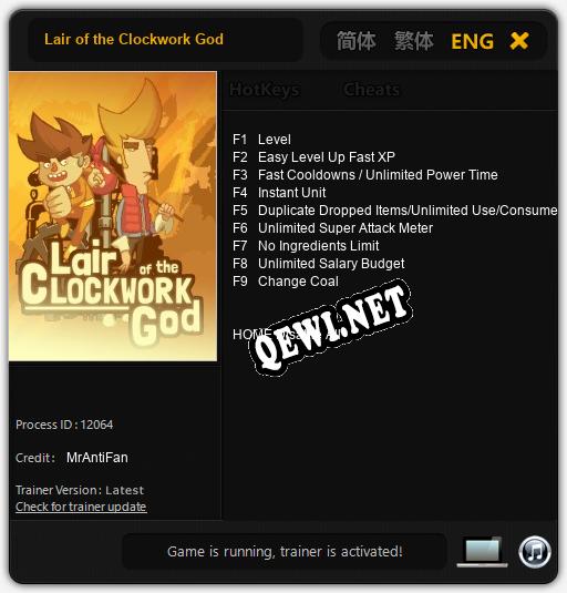 Lair of the Clockwork God: Трейнер +9 [v1.4]