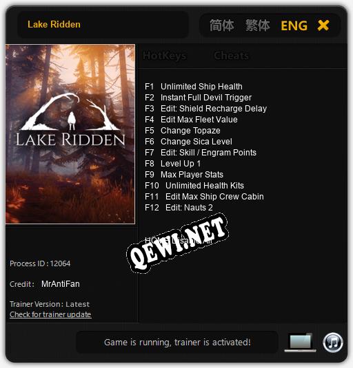 Lake Ridden: Трейнер +12 [v1.1]