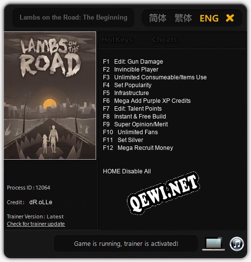 Lambs on the Road: The Beginning: ТРЕЙНЕР И ЧИТЫ (V1.0.98)